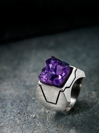 Intenebris by JS Z Axis Amethyst Ring Sterling Silver matrix