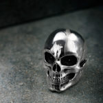 Intenebris Oversize Evil Eye Skull Ring with Satin Scar in sterling silver