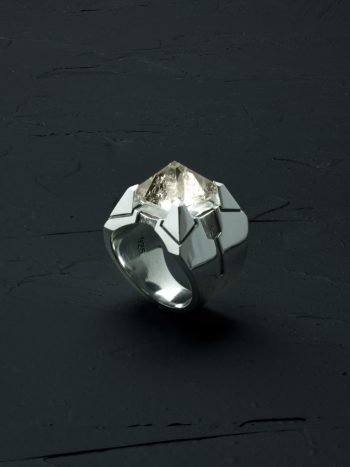 Intenebris Z-Axis 2.0 Smoky Quartz Matrix Ring in high polish sterling silver